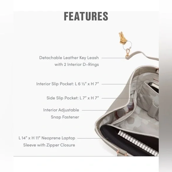 Dagne Dover Allyn Large Cream Tote Bag in bone color - Picture 5 of 14